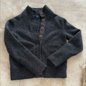 Gray Button-Up Wool Cardigan